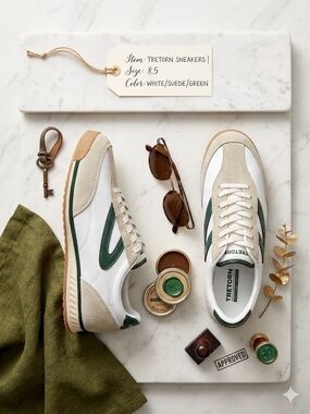 👟 Tretorn Rawlins 2.0 Sneakers – White/Green/Suede